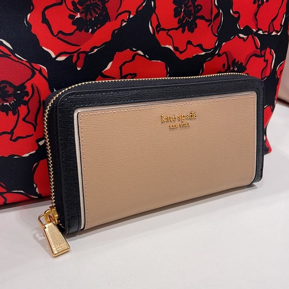 Kate Spade Morgan Colorblocked Zip-around Continental Wallet Cafe Mocha 
NWT - Picture 2 of 16